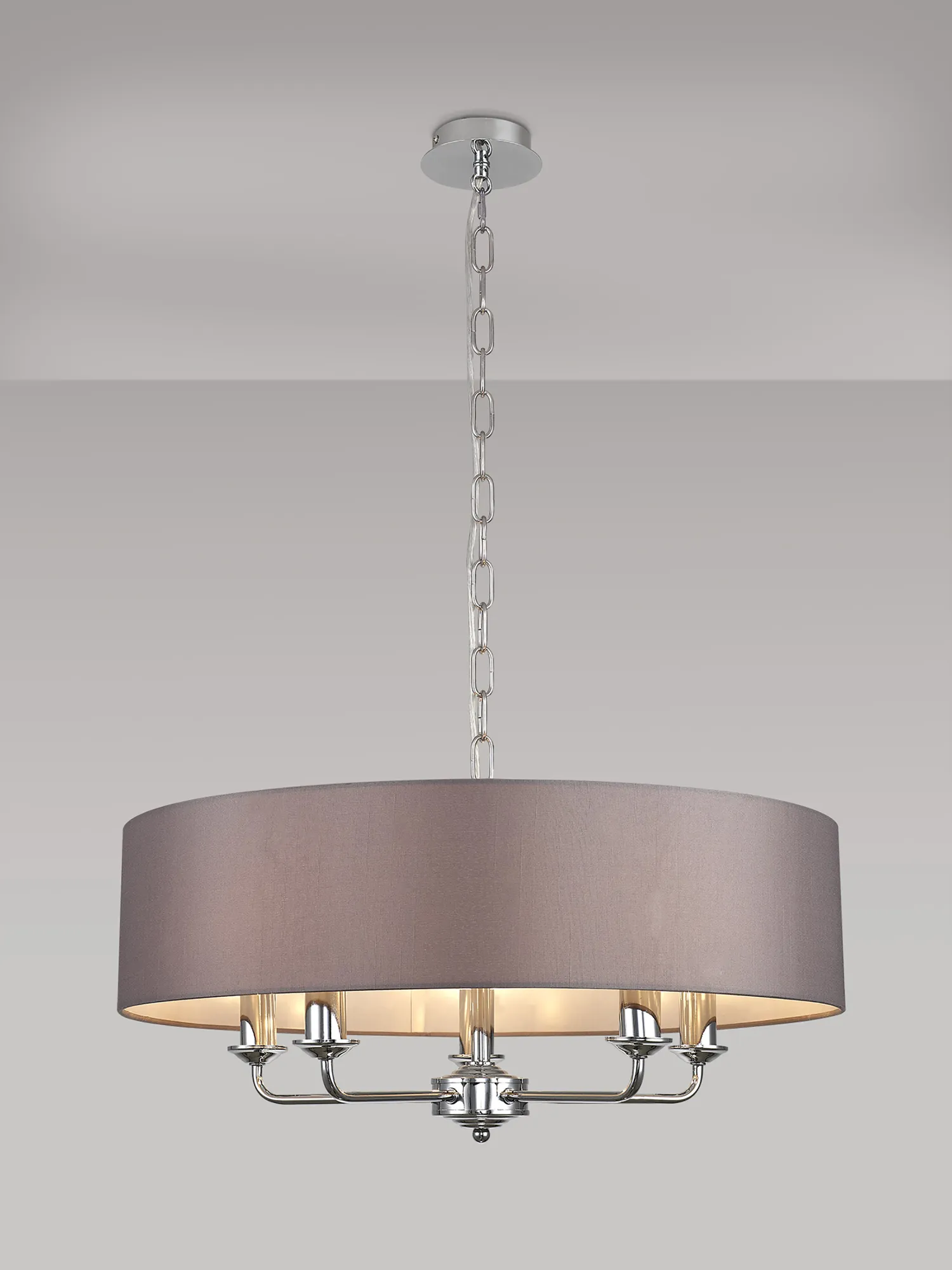 Banyan 60cm 5 Light Pendant Polished Chrome; Grey DK0005  Deco Banyan CH GR